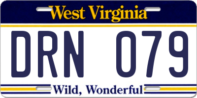 WV license plate DRN079