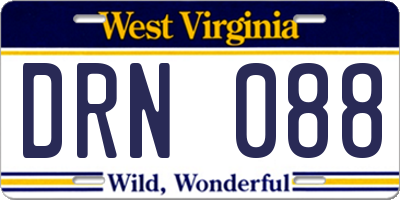 WV license plate DRN088