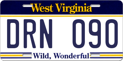 WV license plate DRN090