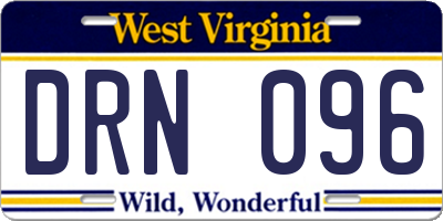 WV license plate DRN096