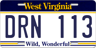 WV license plate DRN113
