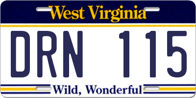 WV license plate DRN115