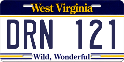 WV license plate DRN121