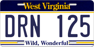 WV license plate DRN125