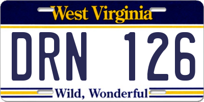 WV license plate DRN126