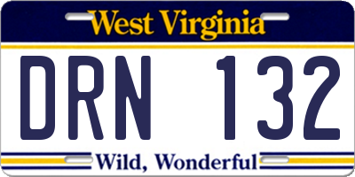 WV license plate DRN132