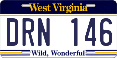 WV license plate DRN146