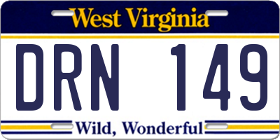 WV license plate DRN149