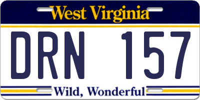 WV license plate DRN157