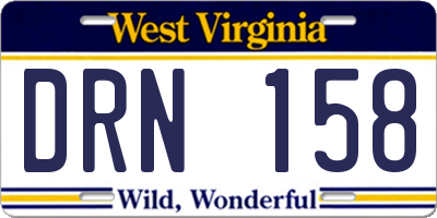 WV license plate DRN158