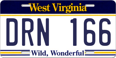 WV license plate DRN166