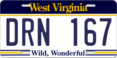 WV license plate DRN167