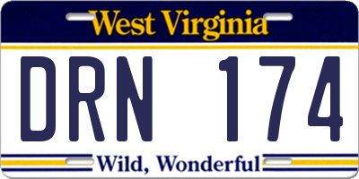 WV license plate DRN174