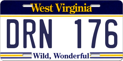 WV license plate DRN176