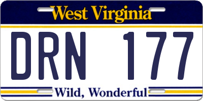 WV license plate DRN177