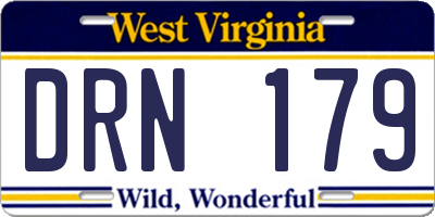 WV license plate DRN179