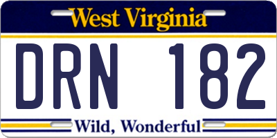 WV license plate DRN182