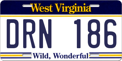 WV license plate DRN186