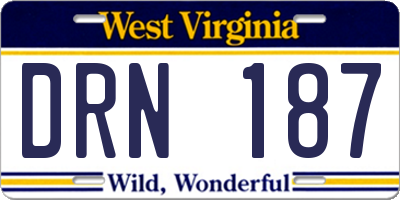 WV license plate DRN187