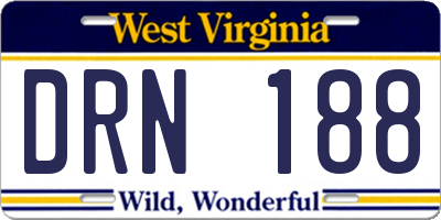 WV license plate DRN188