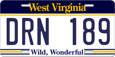 WV license plate DRN189