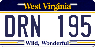 WV license plate DRN195