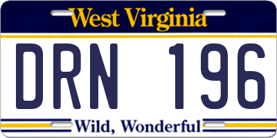 WV license plate DRN196