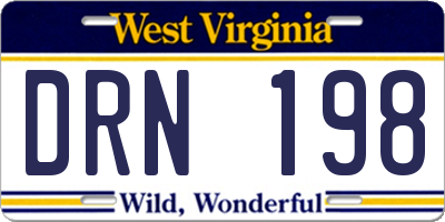 WV license plate DRN198