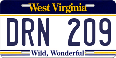 WV license plate DRN209