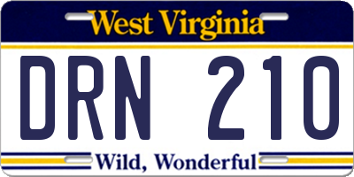 WV license plate DRN210