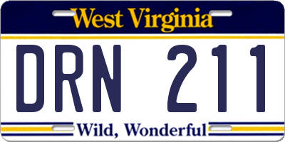 WV license plate DRN211