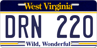 WV license plate DRN220