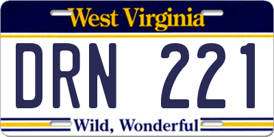 WV license plate DRN221