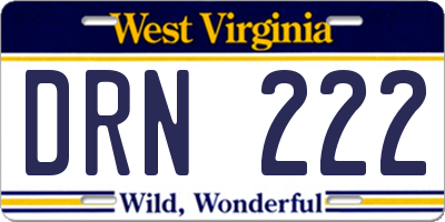 WV license plate DRN222
