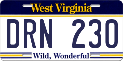 WV license plate DRN230