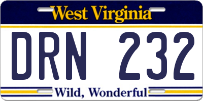 WV license plate DRN232