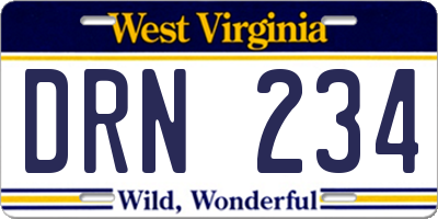 WV license plate DRN234