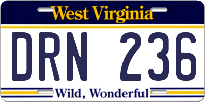 WV license plate DRN236