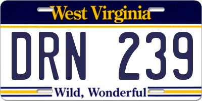 WV license plate DRN239