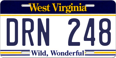 WV license plate DRN248