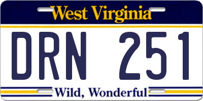 WV license plate DRN251