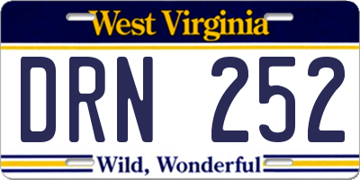 WV license plate DRN252