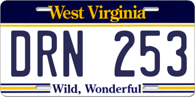 WV license plate DRN253