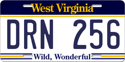 WV license plate DRN256
