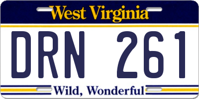 WV license plate DRN261