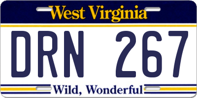WV license plate DRN267