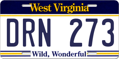 WV license plate DRN273