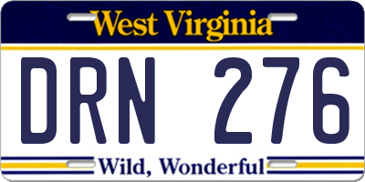 WV license plate DRN276