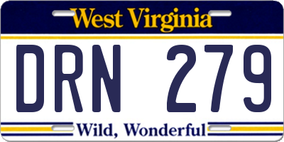 WV license plate DRN279