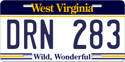 WV license plate DRN283